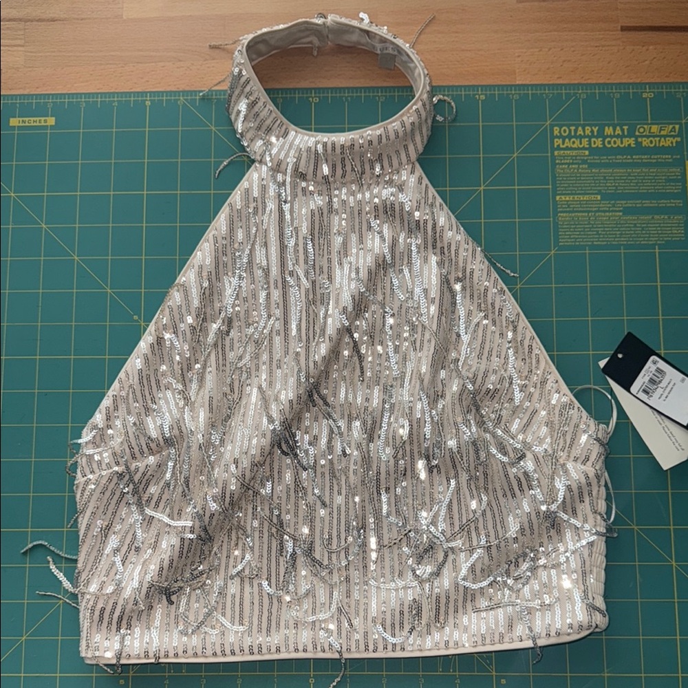 Guess Sequin Halter Top - Silver